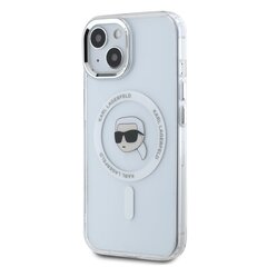 Karl Lagerfeld IML Karl Head Metal Frame MagSafe Case for iPhone 15 Transparent цена и информация | Чехлы для телефонов | kaup24.ee