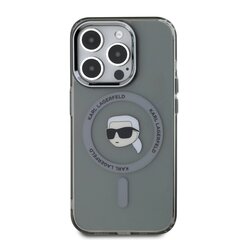 Karl Lagerfeld IML Karl Head Metal Frame MagSafe Case for iPhone 15 Pro Black цена и информация | Чехлы для телефонов | kaup24.ee