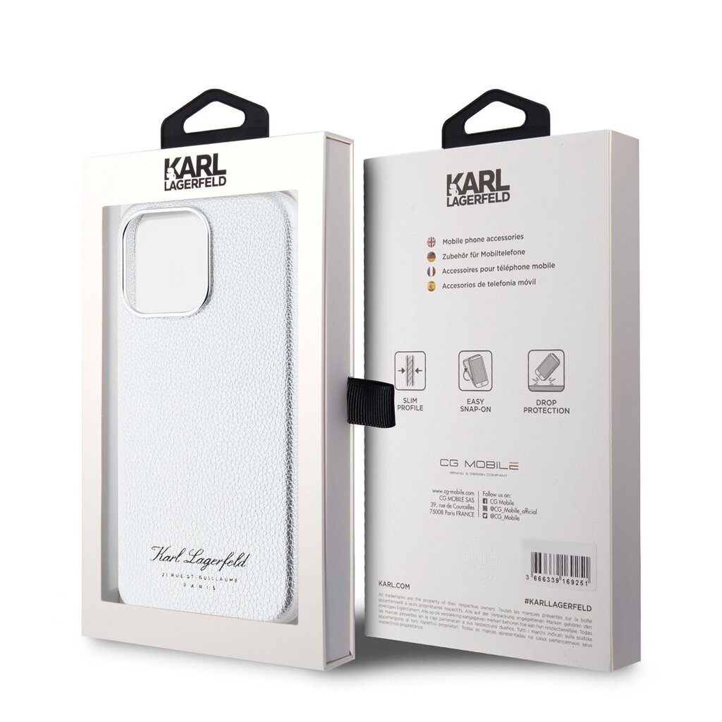 Karl Lagerfeld Grained PU Hotel RSG Case for iPhone 15 Pro Max Grey цена |  kaup24.ee