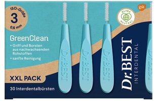 Dr.Best GreenClean Igemepuhastusharjad, suurus 3, 0,6 mm, sinised, XXL, 30 tk hind ja info | Suuhügieen | kaup24.ee