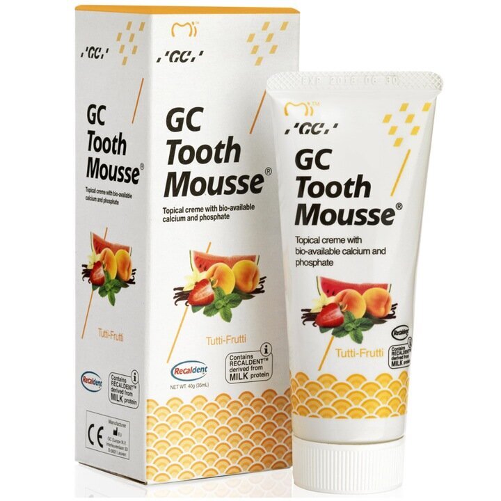 Taastav fluoriidivaba remineraliseeriv hambapasta GC Tooth Mousse, Tutti-Frutti, 35 ml hind ja info | Suuhügieen | kaup24.ee