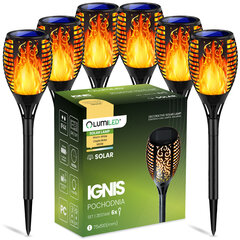 6x LED IGNIS päikese aialamp sõidutulega leegi efekt 50cm LUMILED hind ja info | Aia- ja õuevalgustid | kaup24.ee
