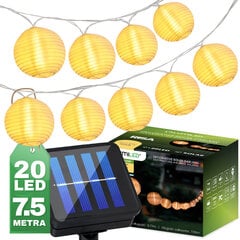 Solar Garden Garland 20x LED dekoratiivsed laternad 7.59m soe 3000K RISA LUMILED hind ja info | Aia- ja õuevalgustid | kaup24.ee