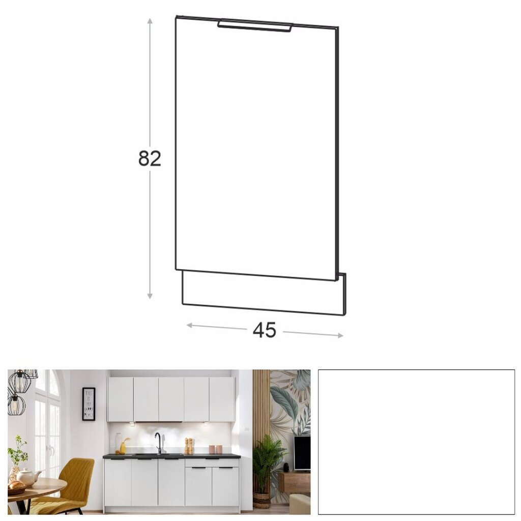 Novo nõudepesumasina esiosa 45 cm, matt valge цена и информация | Köögikapid | kaup24.ee