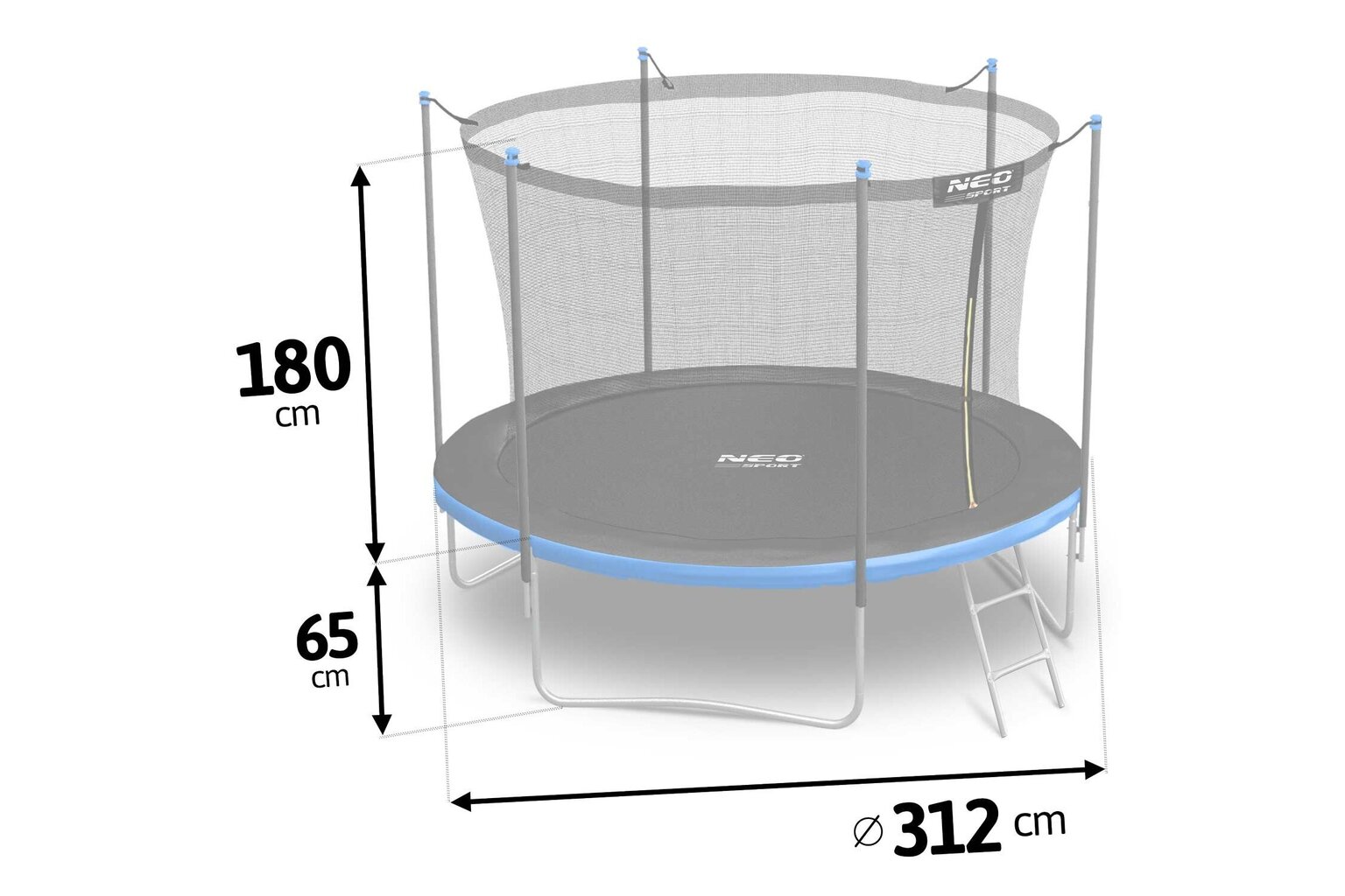 Aiatrampliin sisevõrgu ja redeliga, Neo sport, 10 ft/312 cm. цена и информация | Batuudid ja batuudi varuosad | kaup24.ee