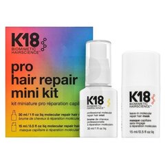 Набор для волос K18 Pro Hair Repair Mini Kit: мист для волос 30 мл + маска для волос 15 мл цена и информация | Средства для укрепления волос | kaup24.ee