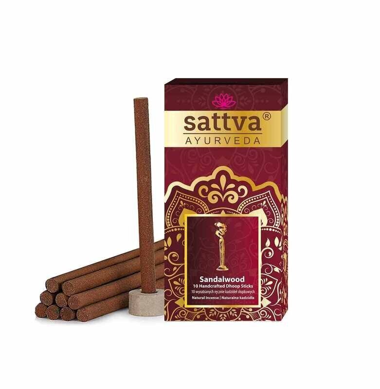 Paksud suitsupulgad Sandlipuu Dhoop, Sattva Ayurveda, 20g цена и информация | Kodulõhnastajad | kaup24.ee