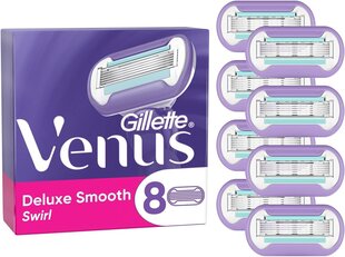 Gillette Venus Deluxe Smooth Swirl Razor Blades Женщины, 8 заменных лезвий для женских бритв с 5-кратным лезвием цена и информация | Косметика и средства для бритья | kaup24.ee