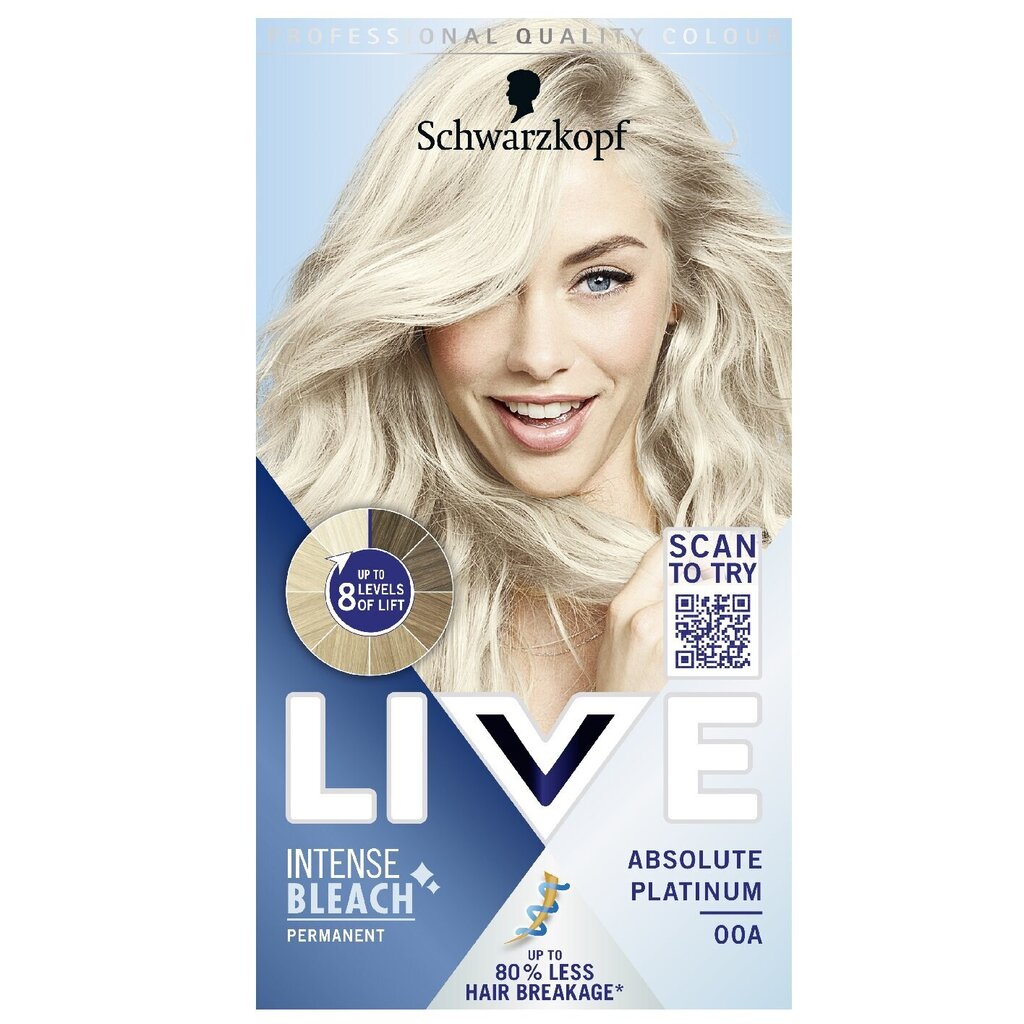 Schwarzkopf Live Intense Bleach Rozjaśniacz juustele 00A Absolute Platinum hind ja info | Juuksevärvid | kaup24.ee