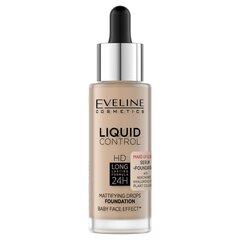 Eveline Cosmetics Жидкий тон HD Liquid Control 24H с дроппером, оттенок 035 Натуральный беж, 32мл цена и информация | Пудры, базы под макияж | kaup24.ee