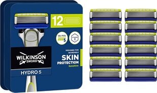 Wilkinson Sword Hydro 5 Чувствительность защиты от кожи (совместимый с почтовым ящиком), 12 бритвенных лезвий цена и информация | Косметика и средства для бритья | kaup24.ee