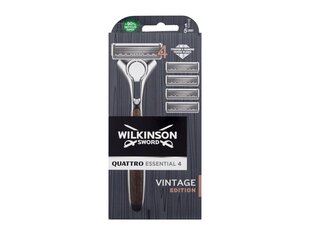 Набор Wilkinson Sword Quattro Essentials 4 Vintage для мужчин: 1 бритвенный станок + 4 сменных лезвия. цена и информация | Косметика и средства для бритья | kaup24.ee