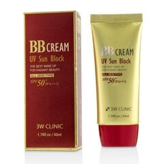 Cream BB päikesekaitsega SPF 50+ PA+++ 3W Clinic UV Sun Block BB Cream, 50 ml hind ja info | Jumestuskreemid, puudrid | kaup24.ee