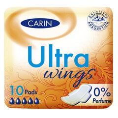 Ультратонкие гигиенические прокладки Carin Ultra Wings, 10 штук цена и информация | Тампоны, гигиенические прокладки для критических дней, ежедневные прокладки | kaup24.ee