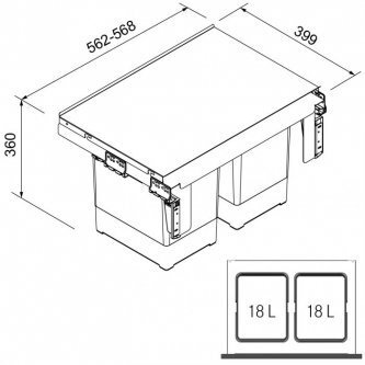 Prügikast Franke, Sorter Garbo 60-2 (18l + 18l) hind ja info | Prügikastid | kaup24.ee