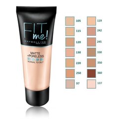 Maybelline Fit Me! Foundation Matte + Poreless 110 Porcelain матирующий жидкий макияж 30 мл цена и информация | Пудры, базы под макияж | kaup24.ee