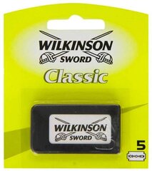 Классические лезвия Wilkinson Classic Sword Double Edge для бритвы, 5 шт. цена и информация | Косметика и средства для бритья | kaup24.ee