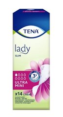 Anatoomilised sisetallad, Tena Lady Slim Ultra Mini, 14 tk - Pikk aegumiskuupäev! hind ja info | Tampoonid, hügieenisidemed, menstruaalanumad | kaup24.ee