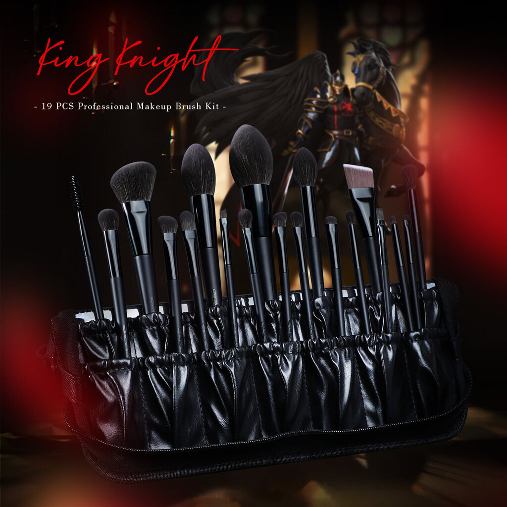 Eigshow Beauty 19 King Knight professionaalse meigipintsli komplekt koos pintslikohvriga hind ja info | Meigipintslid, -käsnad | kaup24.ee