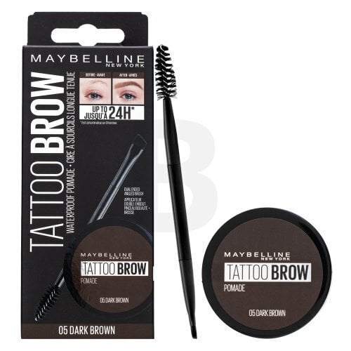 Maybelline Tattoo Brow 05 Dark Brown kulmugeel 2in1 цена и информация | Kulmuvärvid, -pliiatsid | kaup24.ee