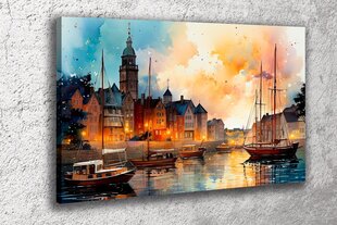 Maalimine lõuendil linna laevakanal 30x20 cm цена и информация | Картины, живопись | kaup24.ee