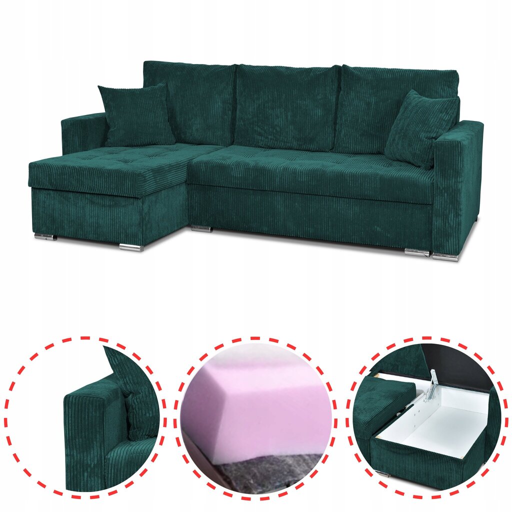 Bonito magamisfunktsiooniga diivanvoodi Family Furniture corduroy tumehall hind ja info | Voodid | kaup24.ee