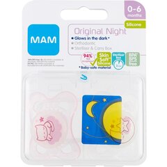 Соски Mam Original Night, 0-6 мес, 2 шт. цена и информация | Пустышки | kaup24.ee