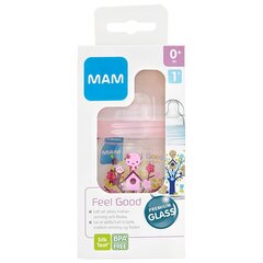 Стеклянная бутылочка для кормления Mam Feel Good, 0 мес+, 170 мл цена и информация | Бутылочки и аксессуары | kaup24.ee