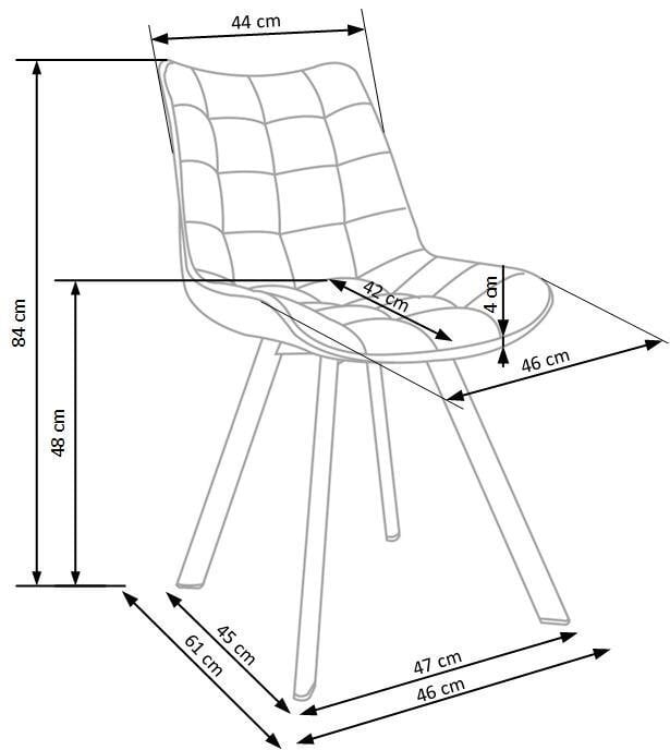 2 tooli komplekt K332, hall/must цена и информация | Söögitoolid, baaritoolid | kaup24.ee