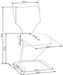 Комплект 2-х стульев Halmar K307, серый/черный цена и информация | Стулья для кухни и столовой | kaup24.ee