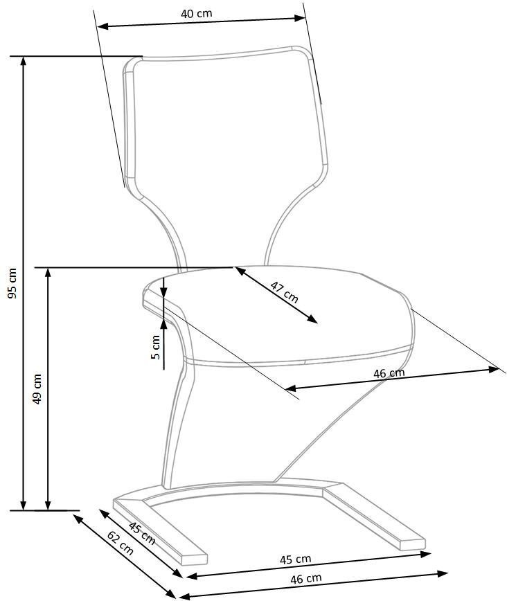 2 tooli komplekt K307, hall/must hind ja info | Söögilaua toolid, köögitoolid | kaup24.ee