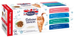 Butchers Delicious Dinners Jumbo консервы с рыбой, 40x100 г цена и информация | Кошачьи консервы | kaup24.ee