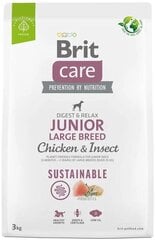 Brit Care Sustainable Junior Large Breed Chicken&Insect сухой корм для собак крупных пород, 3 кг цена и информация | Сухой корм для собак | kaup24.ee