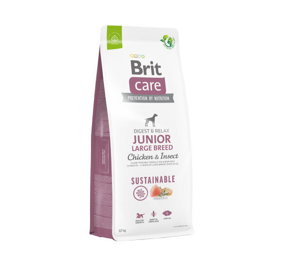 Brit Care Sustainable Junior Large Breed Chicken&Insect kuivtoit suurt tõugu koertele, 12 kg цена и информация | Kuivtoit koertele | kaup24.ee