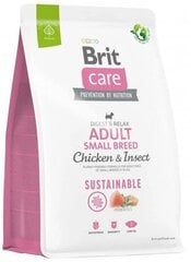 Brit Care Sustainable Adult Small Breed Chicken&Insect kuivtoit väikest tõugu koertele, 1 kg hind ja info | Kuivtoit koertele | kaup24.ee