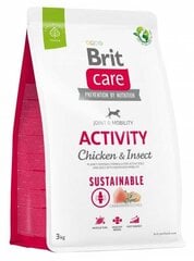 Brit Care Sustainable Activity Chicken&Insect kuivtoit aktiivsetele koertele, 3 kg hind ja info | Kuivtoit koertele | kaup24.ee