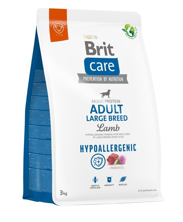 Brit Care Hypoallergenic Adult Large Breed Lamb hüpoallergeenne kuivtoit suurt tõugu koertele, 3 kg цена и информация | Kuivtoit koertele | kaup24.ee