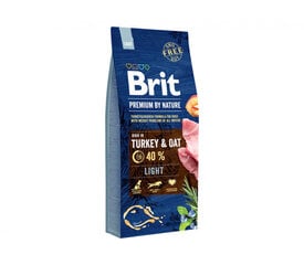 Brit Premium By Nature Light Turkey kuivtoit ülekaalulistele koertele, 15 kg hind ja info | Kuivtoit koertele | kaup24.ee