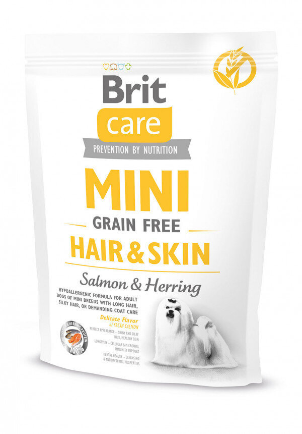 Brit Care Mini Hair&Skin hüpoallergeenne kuiv koeratoit, karusnaha hooldamiseks, 2 kg цена и информация | Kuivtoit koertele | kaup24.ee