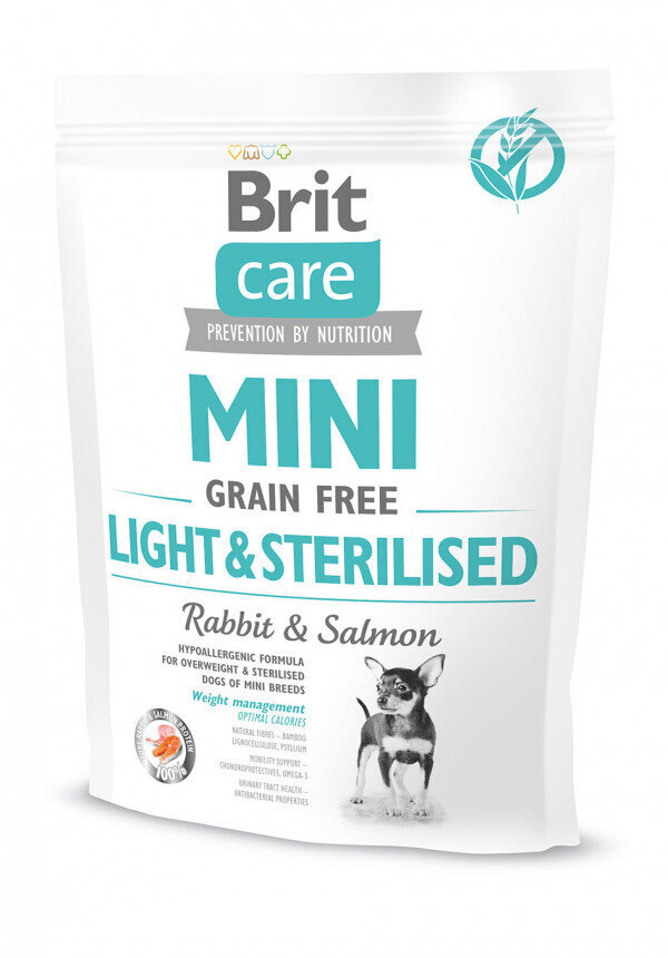 Brit Care Mini Light&Sterilised kuivtoit ülekaalulistele ja steriliseeritud koertele, 0,4 kg цена и информация | Kuivtoit koertele | kaup24.ee