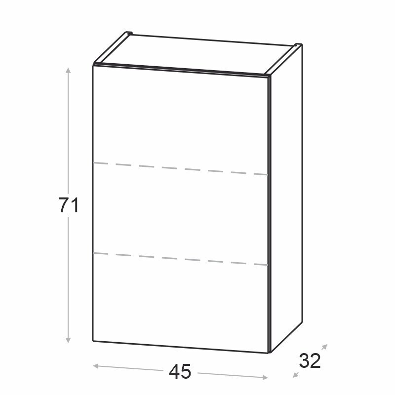 Novo ülemine köögikapp 45 cm, matt hall цена и информация | Köögikapid | kaup24.ee