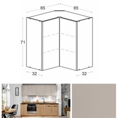 Novo ülemise nurga köögikapp 65 cm, kašmiir matt цена и информация | Кухонные шкафчики | kaup24.ee