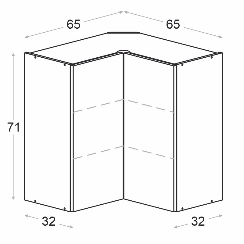 Novo ülanurga köögikapp 65 cm, matt hall hind ja info | Köögikapid | kaup24.ee