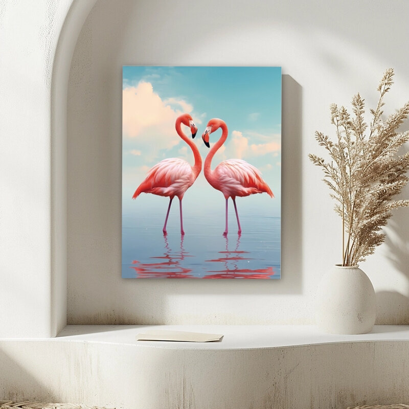 'Flamingo vildist käsitöökomplekt täiskasvanutele, polüestrist isetegemise kunstikomplekt, vanuserühm 14+, elav flamingo lõuendikunst kodukaunistuseks – 1 tk, raamita, 30x40 cm' hind ja info | Seinapildid | kaup24.ee