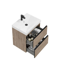Нижняя подвесная тумба для ванной LOZANO D60, 60 х 60 х 45 см, "цвет орех рокфорд" цена и информация | Шкафчики для ванной | kaup24.ee