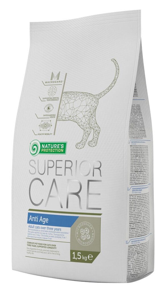 Kuivtoit täiskasvanud kassidele Nature's Protection Superior Care Anti Age Cat 1.5kg hind ja info | Kuivtoit kassidele | kaup24.ee