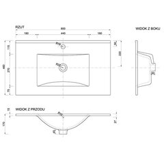 Vannitoa keraamiline valamu PLAN80, 80x1,5x46 cm, valge, paigaldatud vannitoamööblisse hind ja info | Kraanikausid, valamud | kaup24.ee