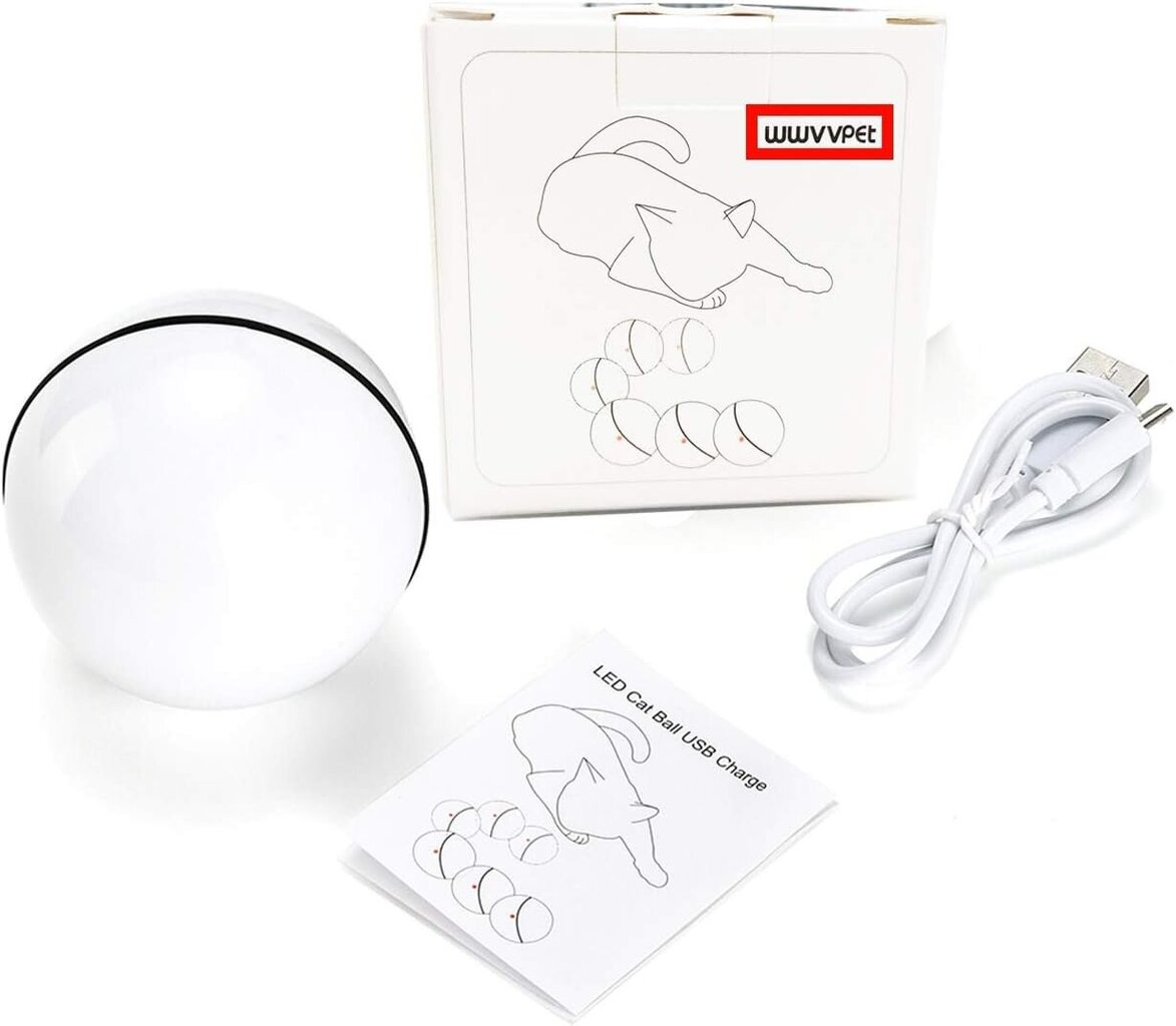 WWVVPET pall LED valgusega kassidele, valge hind ja info | Mänguasjad kassidele | kaup24.ee