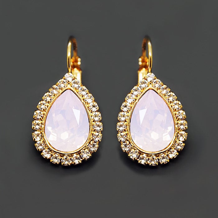 Naiste kõrvarõngad DiamondSky „Celestial Drop Rose Water Opal“ Swarovski™ kristallidega hind ja info | Kõrvarõngad | kaup24.ee