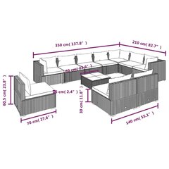 11-osaline aiamööblikomplekt patjadega, polürotang, hall hind ja info | Aiamööbli komplektid | kaup24.ee